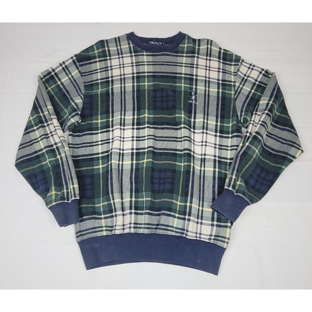 Nautica Sweater Mens Large. Vintage Plaid 90's Longsleeve Crewneck.